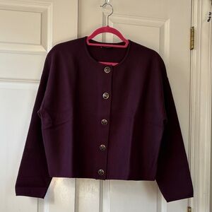 Ann Taylor Plum Sweater Lady Jacket